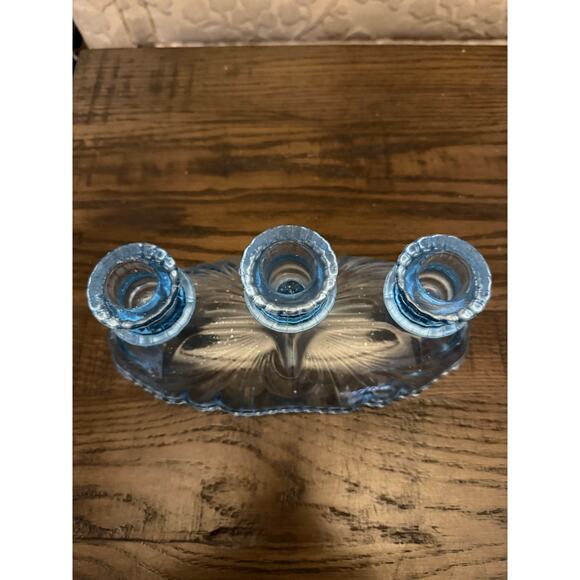 CandleStick Holder - Blue Oval Caprice - 3-Lite Cambridge Caprice - Picture 8 of 10